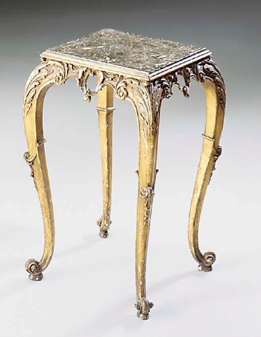 A marble topped giltwood stand, 19th century