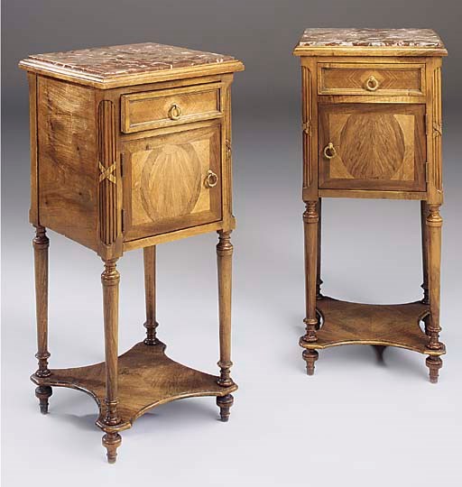 A pair of French walnut pot cupboards, late 19th century