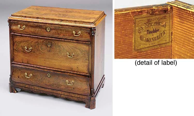 A German mahogany commode, mid 19th century, by Edward Renzenbrink