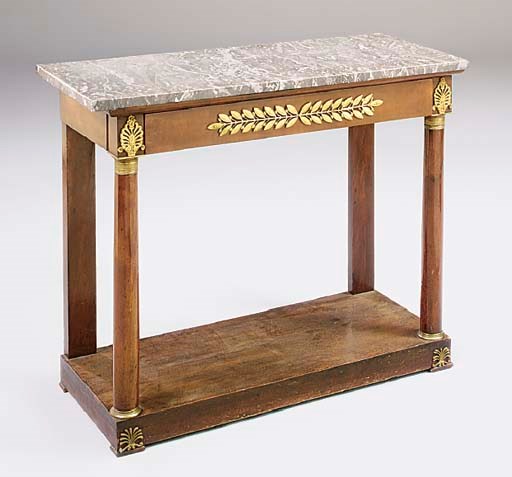 A French Empire ormolu mounted mahogany console table