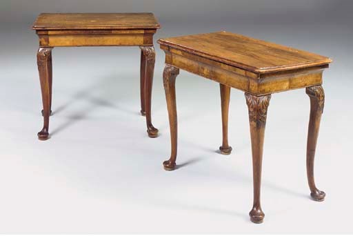 A PAIR OF GEORGE II WALNUT SIDE TABLES