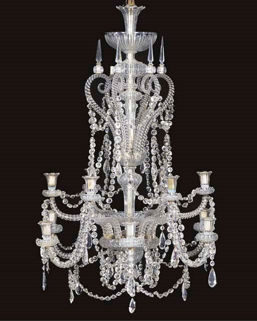 A MID-VICTORIAN CUT-GLASS TWELVE-LIGHT CHANDELIER