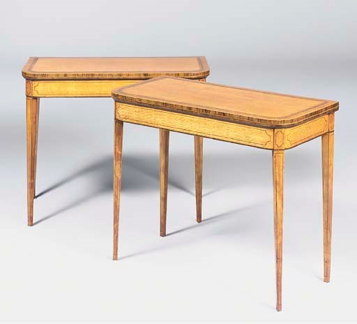 A PAIR OF SATINWOOD CARD-TABLES