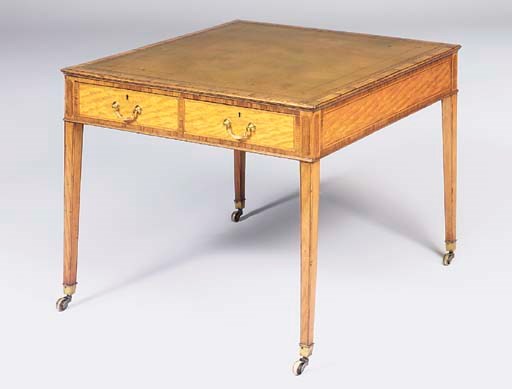 A GEORGE III SATINWOOD AND ROSEWOOD WRITING-TABLE