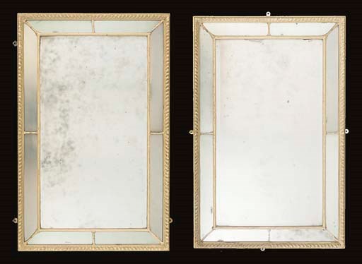 A PAIR OF GEORGE III BUFF-PAINTED MIRRORS