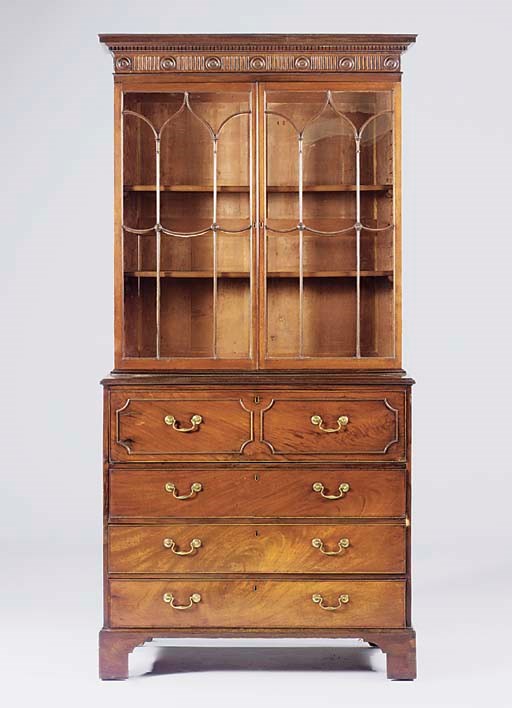 A GEORGE III MAHOGANY SECRETAIRE-BOOKCASE