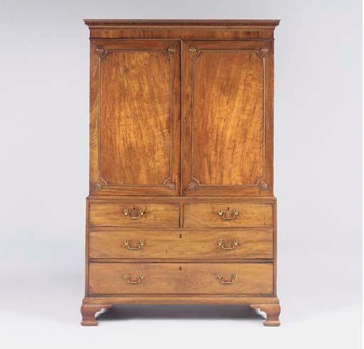 A GEORGE III MAHOGANY CLOTHES-PRESS