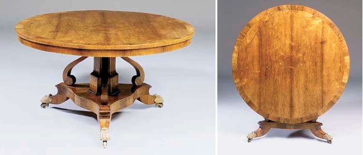 A REGENCY ROSEWOOD AND MARQUETRY BREAKFAST-TABLE