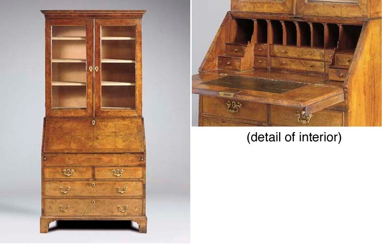 A GEORGE II WALNUT BUREAU-CABINET