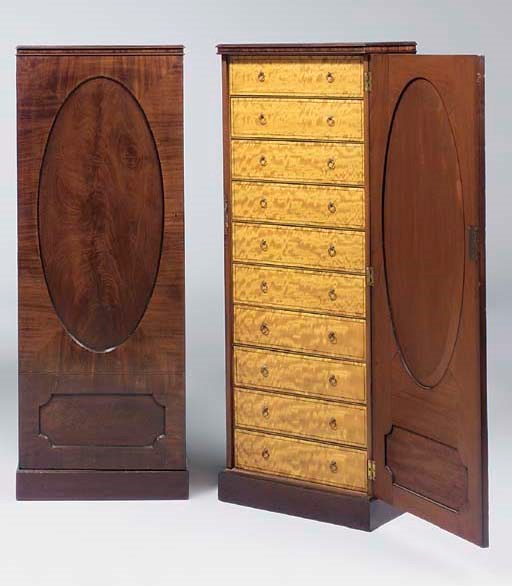 A PAIR OF REGENCY MAHOGANY COLLECTOR'S CABINETS