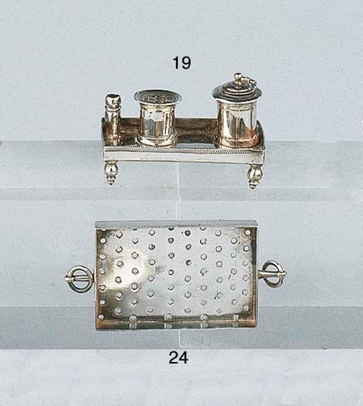 A Dutch silver miniature strainer