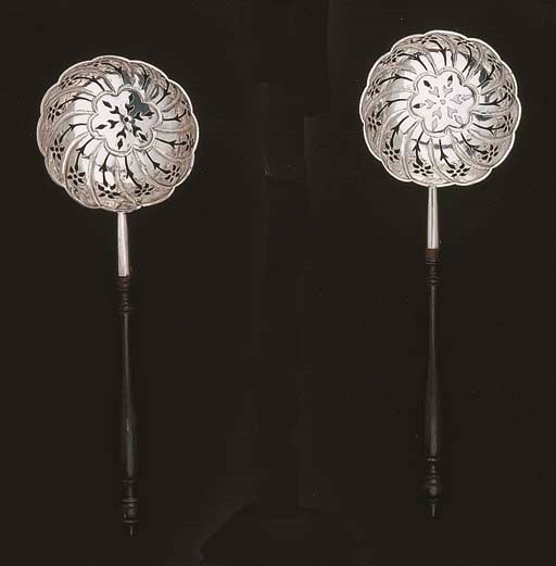 Two Dutch silver caster spoons