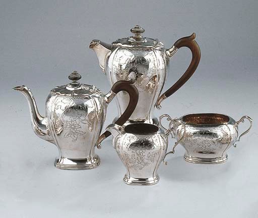 A Dutch silver four-piece tea- and coffee service