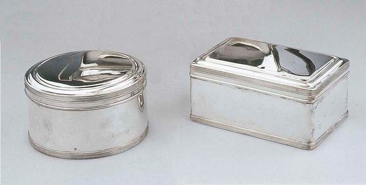 A pair of Dutch silver biscuit boxes