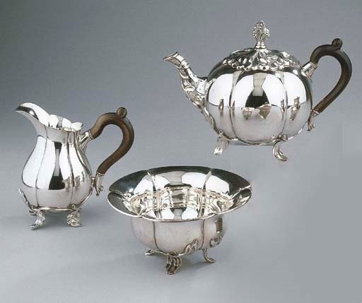 A Dutch silver three-piece teaservice