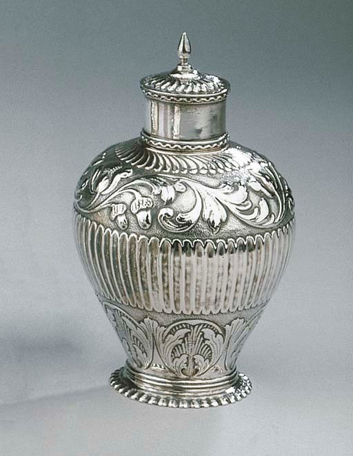 A Dutch silver teacaddy