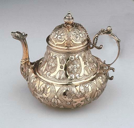 A Dutch silver-gilt teapot
