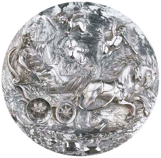 A circular silver plaquette