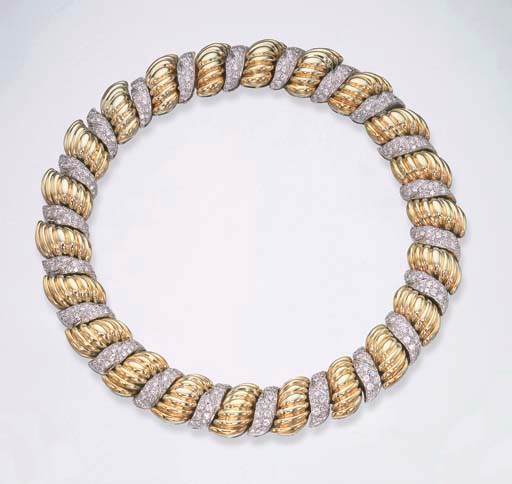 A DIAMOND AND GOLD NECKLACE, BY DAVID MORRIS
