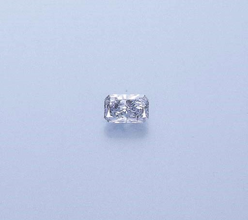 A CUT-CORNERED MODIFIED RECTANGULAR-CUT FANCY GRAYISH BLUE DIAMOND RING
