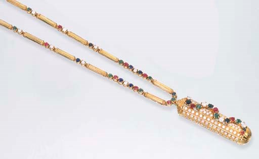 A GEM-SET PENDANT NECKLACE