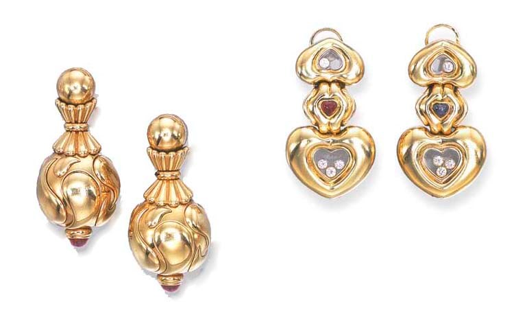 TWO PAIRS OF GEM-SET EAR CLIPS, BY CHOPARD