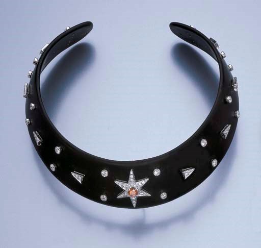 A DIAMOND AND RUBBER "CONSTELLATION" CHOKER