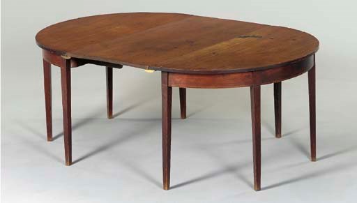 A GEORGE III MAHOGANY DINING TABLE,