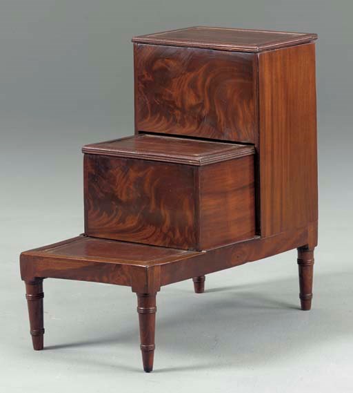 A SET OF REGENCY MAHOGANY BED STEPS,