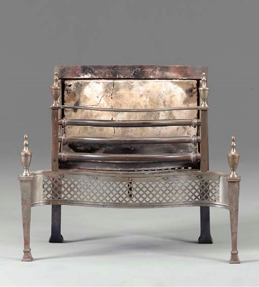 A VICTORIAN STEEL FIRE BASKET,