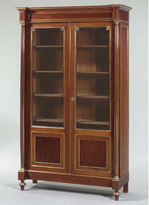 A LOUIS PHILIPPE BRASS-MOUNTED MAHOGANY BIBLIOTHEQUE,