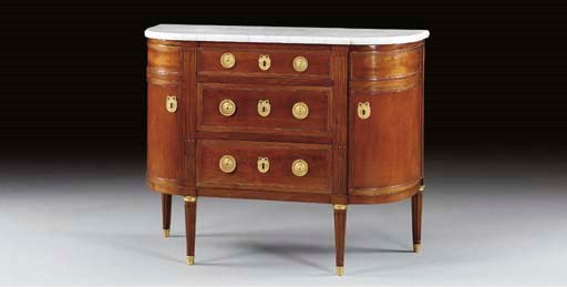 A LOUIS XVI ORMOLU-MOUNTED MAHOGANY COMMODE