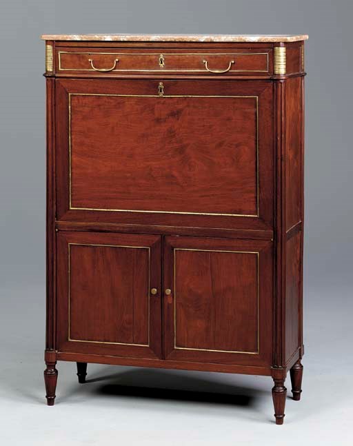 A LOUIS XVI BRASS-MOUNTED MAHOGANY SECRETAIRE A ABATTANT,