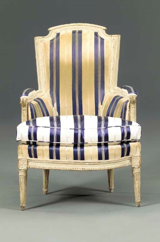 A LOUIS XVI WHITE-PAINTED BERGERE,
