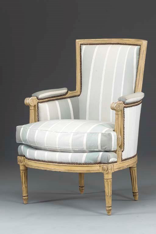 A LOUIS XVI CREAM-PAINTED BERGERE,