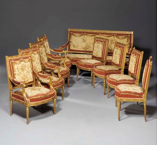 A FRENCH GILTWOOD AND TAPESTRY SALON SIUTE