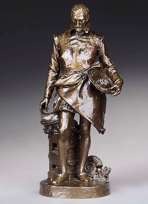 A French patinated-bronze figure of Bernard Palissy