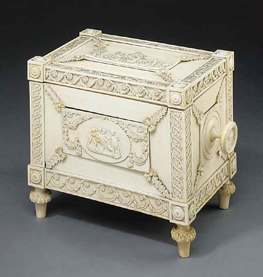 A Napoleon III carved-ivory casket