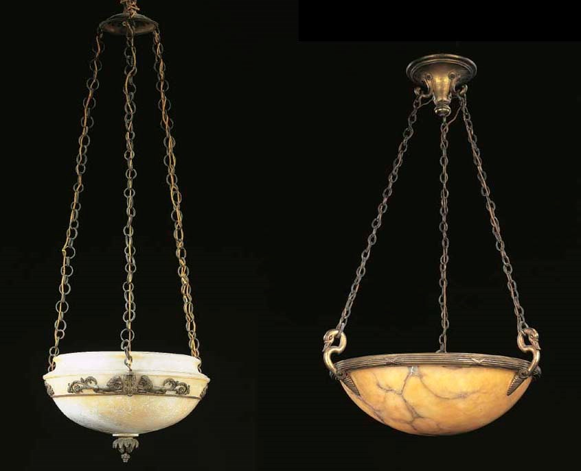 DEUX VASQUES D'ECLAIRAGE D'EPOQUE NAPOLEON III