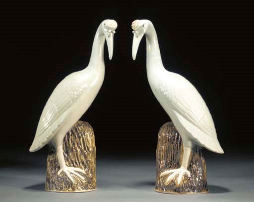 A PAIR OF CHINESE MODELS OF CRANE
19TH CENTURY