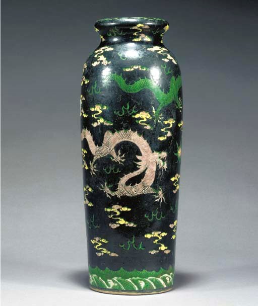 A FAMILLE NOIRE SLEEVE VASE
19TH CENTURY