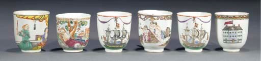 EIGHT VARIOUS CHINESE EXPORT TEA CUPS
18TH CENTURY