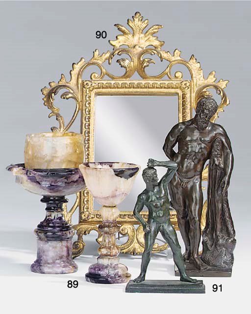 A small Victorian gilt bronze framed mirror, registration stamped for 1884