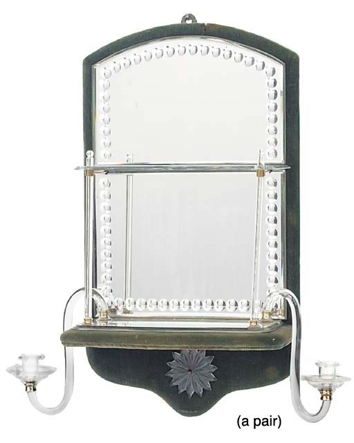 A pair of twin light glass girandoles, first quarter 20th century