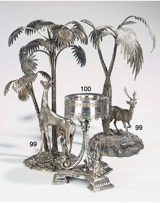 A matched pair of Victorian silver plated metal centrepieces, late 19th century