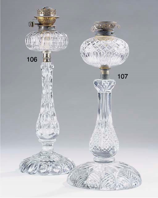 A Victorian cut glass table oil lamp, last quarter 19th century
