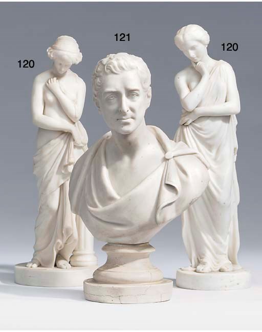 A Victorian biscuit porcelain bust of Arthur Wellesley, Duke of Wellington, third quarter 19th century