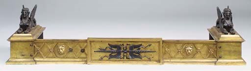 An ormolu and bronze fender, parts Empire
