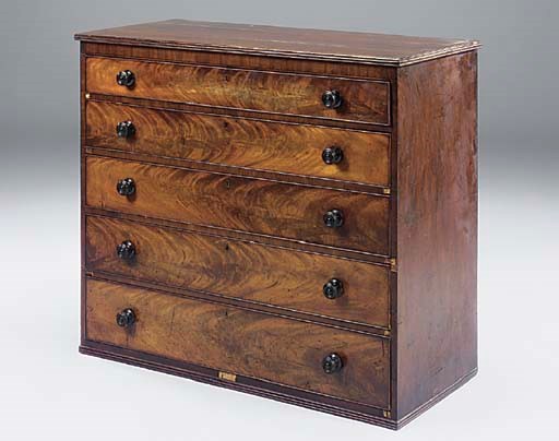 A Victorian mahogany five drawer chest