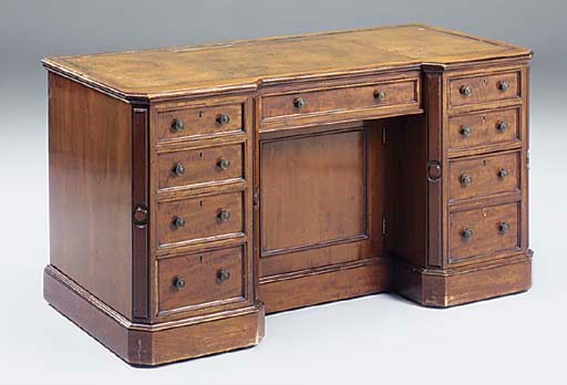 A Victorian mahogany pedestal desk